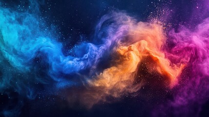  Dynamic Image of Colorful Powder Forming Waves and Spirals, Resembling a Modern Art Composition