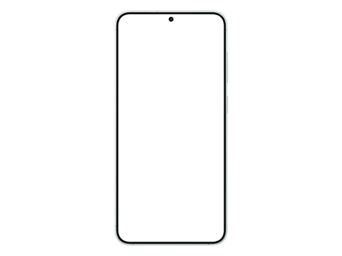 Photo of smartphone similar to android device without background. Mint color. Template for mockup. Only frame, without screen
