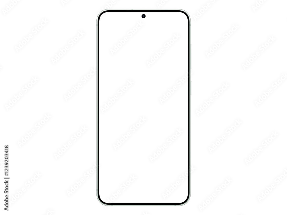 Wall mural photo of smartphone similar to android device without background. mint color. template for mockup