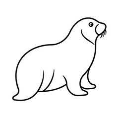 Stunning Walrus Art Vector Illustration and Walrus Outline Drawing Design