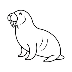 Stunning Walrus Art Vector Illustration and Walrus Outline Drawing Design