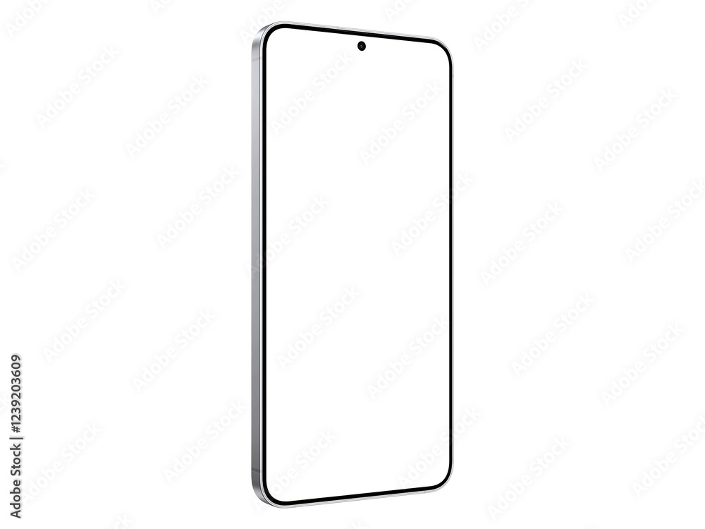Wall mural photo of smartphone similar to android device without background. silver shadow color. template for 