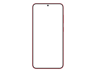 Photo of smartphone similar to android device without background. Coralred color. Template for...