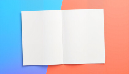 Fototapeta premium Blank open paper mockup on vibrant gradient background, creative design