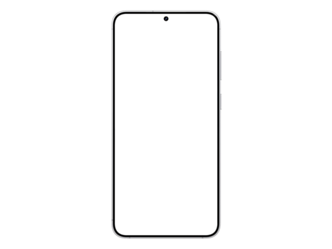 Photo of smartphone similar to android device without background. Silver shadow color. Template for mockup
