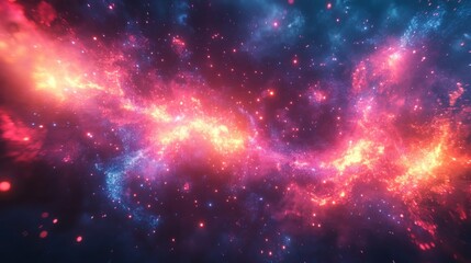 Fototapeta premium Colorful cosmic nebula with bright stars and glowing gas clouds in deep space