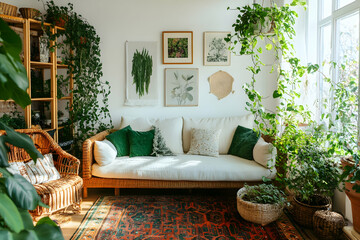 Bright Living Room with Plants and Natural Light
