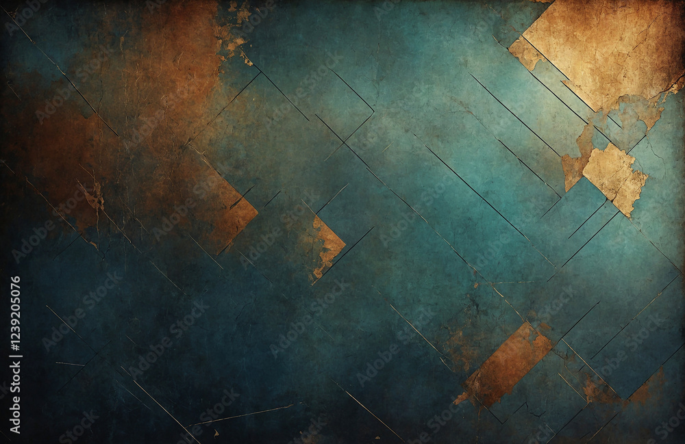 Poster abstract texture with geometric shapes and distressed edges
