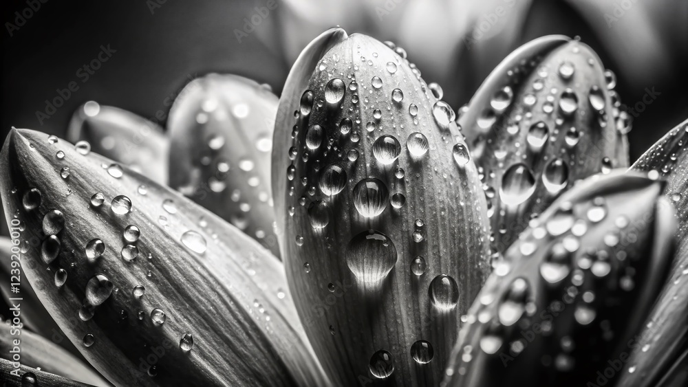 Wall mural Silhouette of Raindrops on Delicate Spring Petals Close-Up