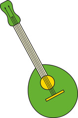 St. Patrick's Day, mandolin guitar, Irish folk musical instruments, retro vintage style, simple vector flat linear icon isolated on a white transparent background