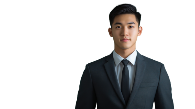 Confident businessman posing on transparent background