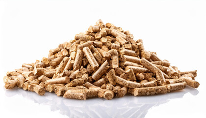 pile of wood pellets isolated on white