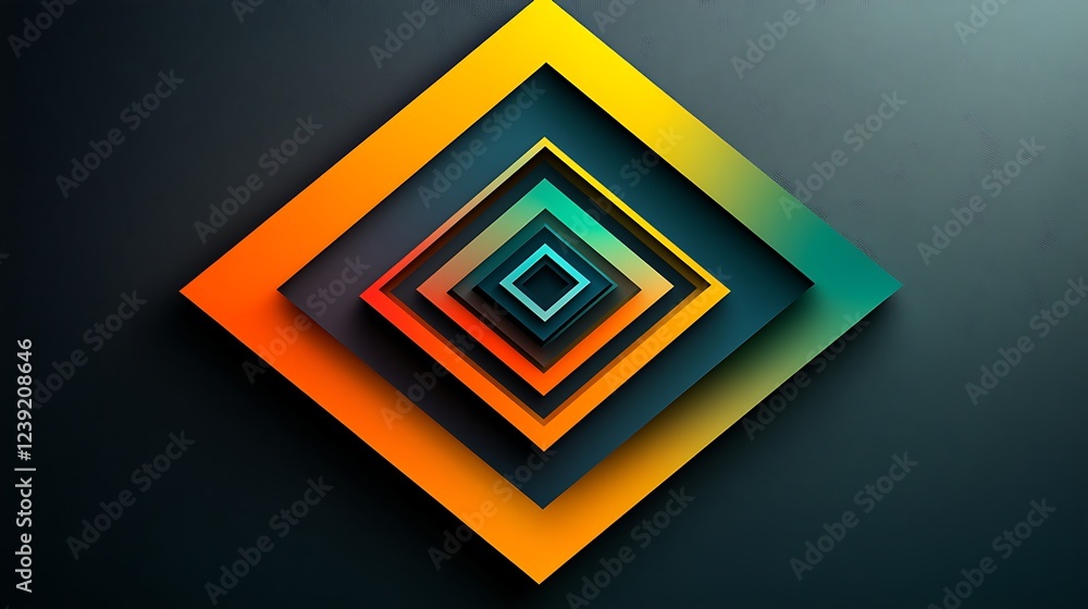Poster nested squares abstract colorful geometric design