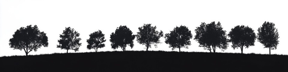 Obraz premium High-Resolution Silhouette of a Treeline Against a Crisp White Backdrop