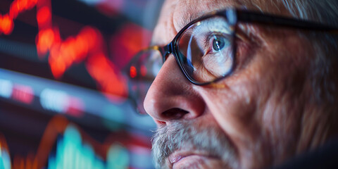 Obraz premium Stockbroker analyzing declining stock market charts on multiple screens