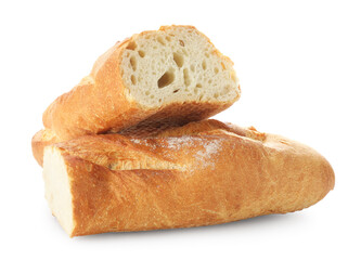 Pieces of fresh bread isolated on white