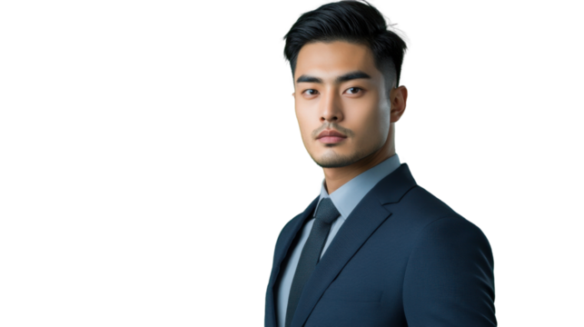 Confident businessman posing on transparent background
