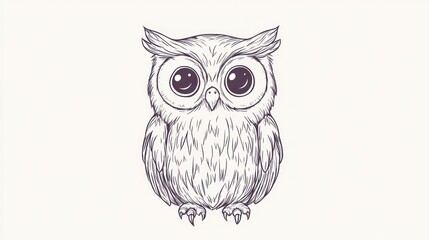 Fototapeta premium Cute cartoon owl illustration, white background, children's book, education