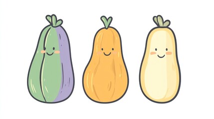 Cute cartoon vegetables, harvest, autumn, food illustration, healthy eating