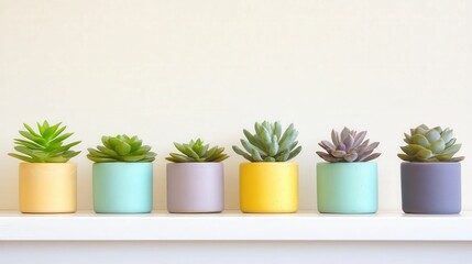 Vibrant succulent arrangement in colorful pots for modern home decor and indoor gardening inspiration