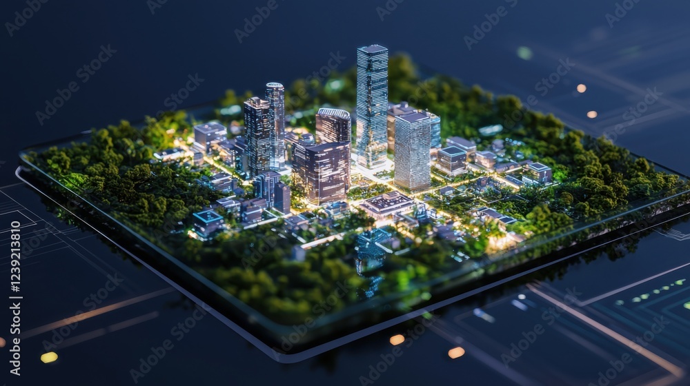 Poster exploring a futuristic holographic city map urban environment interactive display tech showcase vibr