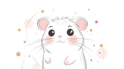 Fototapeta premium Cute hamster portrait, pastel background, pet illustration, children's book