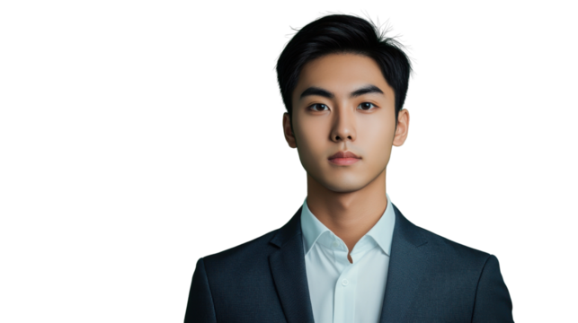 Confident businessman posing on transparent background