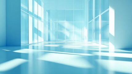 Obraz premium A stylish abstract light blue background, enhanced by soft reflections and natural shadow patterns, perfect for product presentations