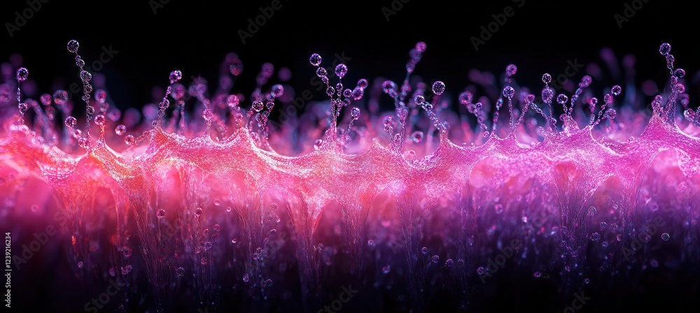 Poster abstract colorful waves with bubbles in shades of purple and pink creating a dreamy and ethereal bac
