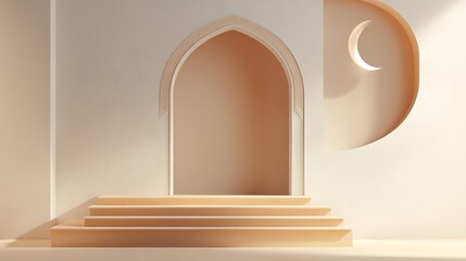 Elegant Minimalist Ramadan Archway Steps Design