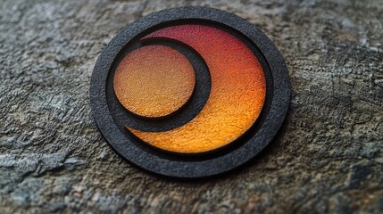 Abstract Art: Sun and Moon Cosmic Design on Dark Background