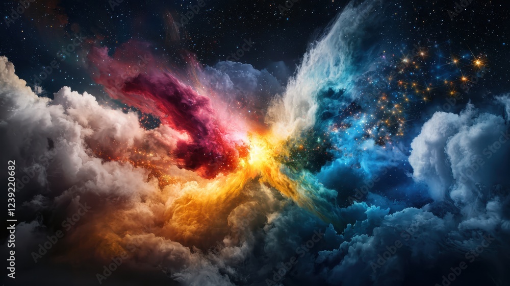 Poster dynamic data streams flowing through abstract space digital environment gigapixel visualization tech