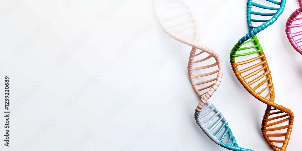 Aufkleber DNA structure visualization with colorful double helix strands on a neutral background