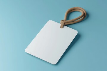 Fototapeta premium Blank Badge Mockup. Identity Card and Name Tag Presentation on Soft Blue Background