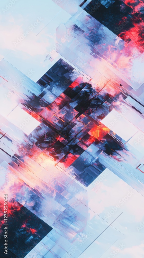 Poster creating a cyberpunk experience an abstract glitch art representation digital realm gigapixel artwor