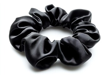 Black scrunchie isolated on white background