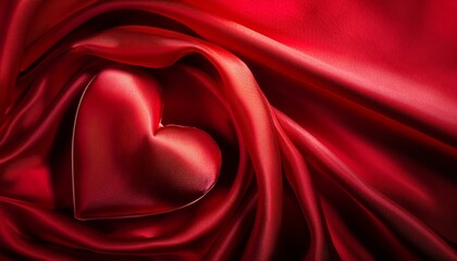 Obraz premium red satin background with heart suitable as cover or background for saint valentine's day