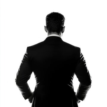 Malicious Gossip: Depiction of a Back Stabber with Knife in Black-and-White Business Concept on White Background