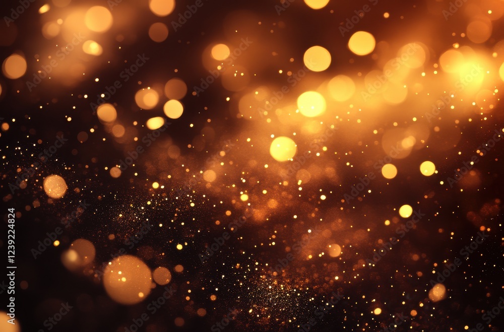 Poster beautiful golden bokeh lights background with shimmering particles creating a magical atmosphere for