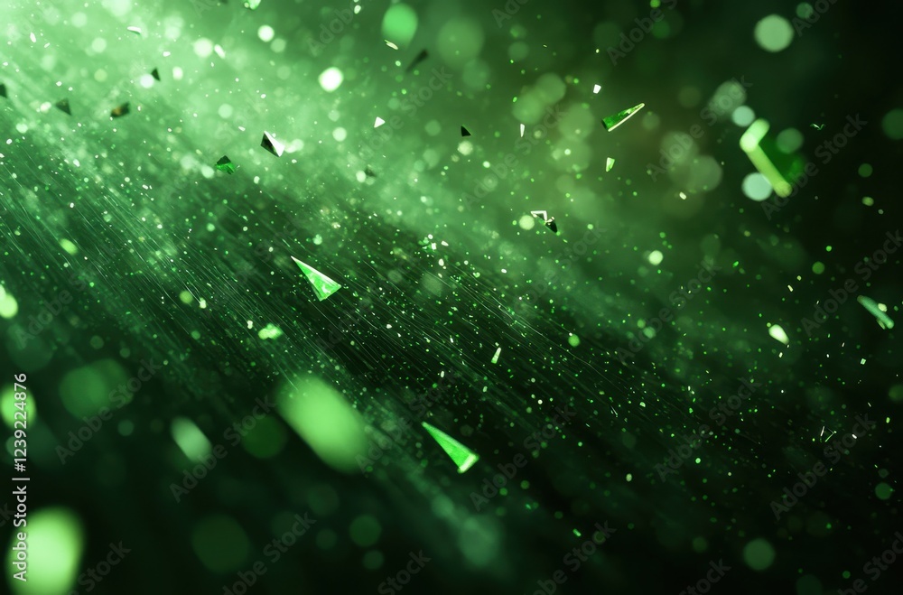 Poster beautiful green particles with sparkling light effects creating a dreamy and ethereal atmosphere in 