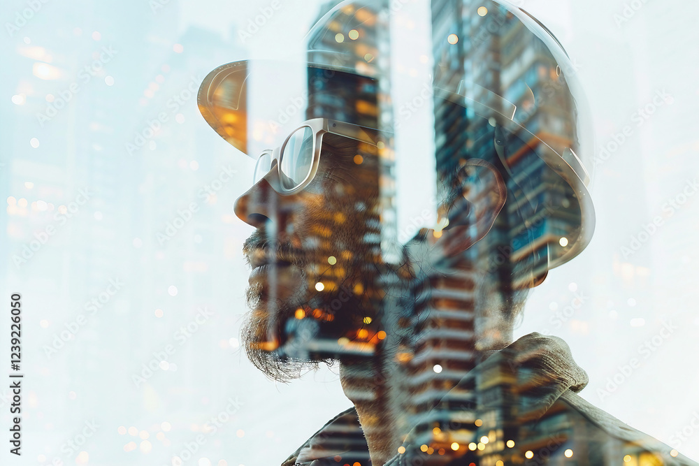 Poster close portrait of professional worker generative ai image