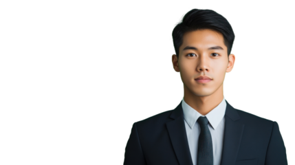 Confident businessman posing on transparent background, looking professional and stylish