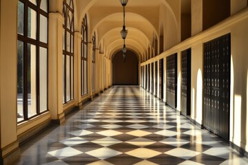 Interior View of College Hallway Featuring Lockers and Educational Environment