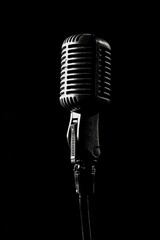 Fototapeta premium Stylized Microphone Silhouette in Black and White on a Minimal Background for Music Icons