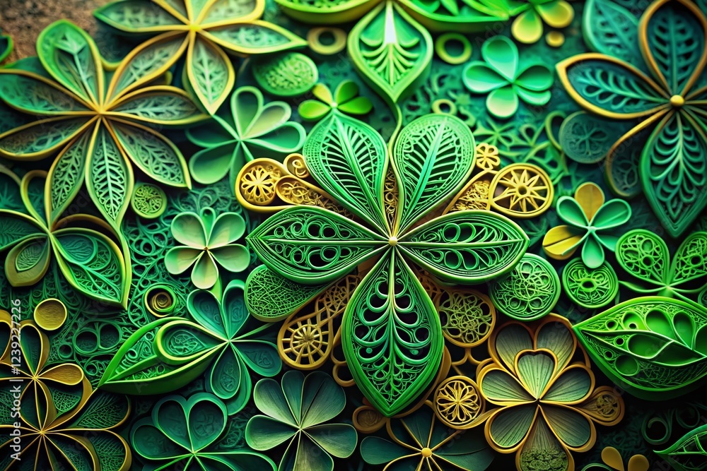 Wall mural St. Patrick's Day: Creative Paper Cut Shamrock Design & Patterns