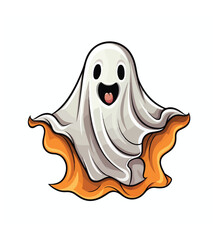 Cute and Charming Kawaii Halloween Ghost Clipart on White Background