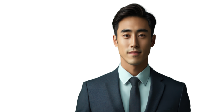 Confident businessman posing on transparent background
