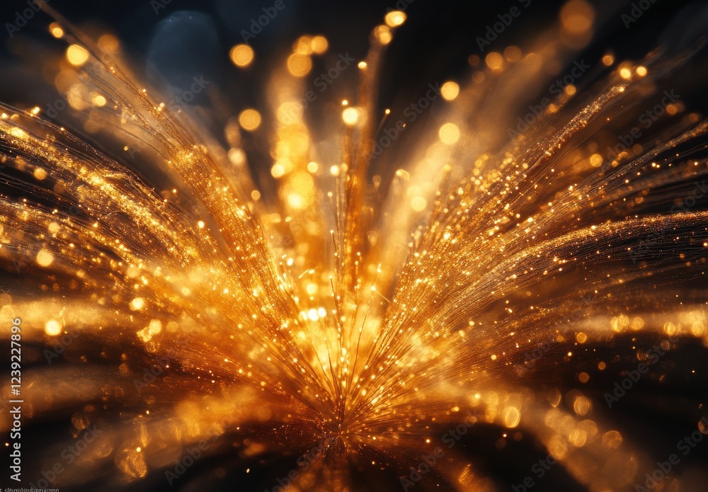 Poster captivating burst of golden light with sparkling particles in an artistic abstract background perfec