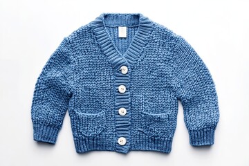 Blue cardigan isolated on white background