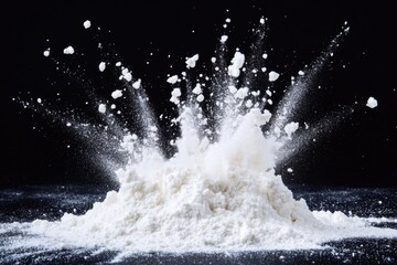 Dramatic White Powder Burst Captured Against a Black Backdrop